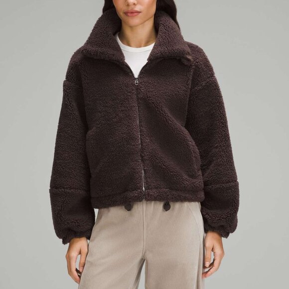 lululemon athletica Jackets & Blazers - NWT Lululemon Cinchable Fleece Zip Up, Sz 6, Espresso